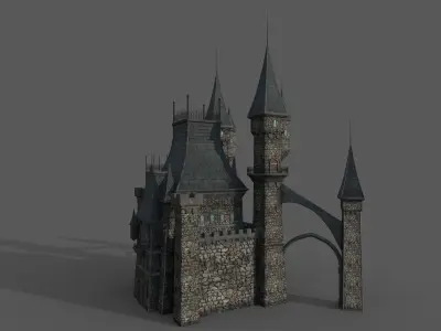 Medieval Fantasy Castle in Clouds 3D model