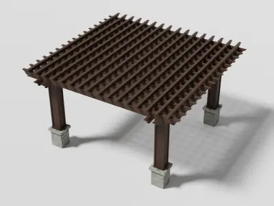 Wooden Garden Pergola 1 Low-poly 3D model
