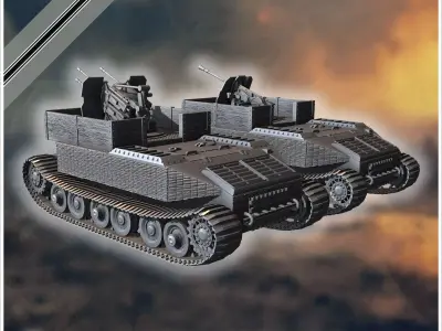 VK 4501 P Tiger Flakpanzer prototype Flak 37mm  20mm Quadra incl 3D print model