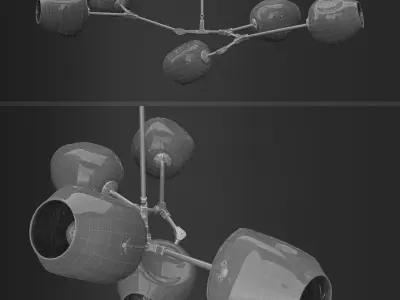 Branching bubble 5 lamps 3D model