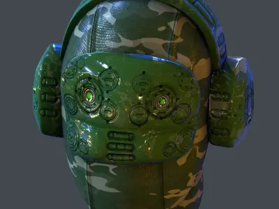 Gas mask helmet scifi Low-poly character art game space  Low-poly 3D model purchase