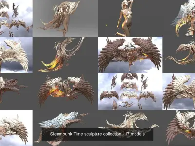 Steampunk Time sculpture collection 3D Model Pack