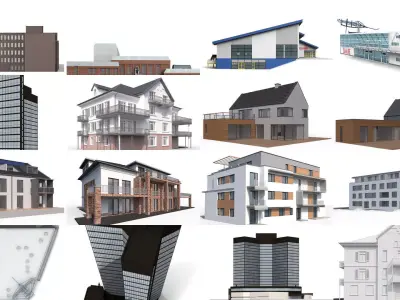 12x Secular buildings - 3D Building Models 3D Model Pack