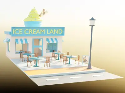 Ice Cream Shop Lowpoly 3D model