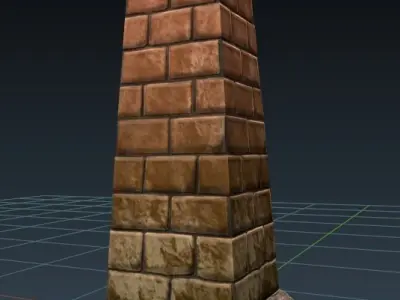 Lowpoly Column and Wall Low-poly 3D model