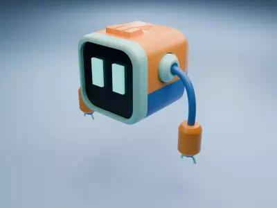 Hard Surface Stylized Robot Model for 3D Projects Low-poly 3D model