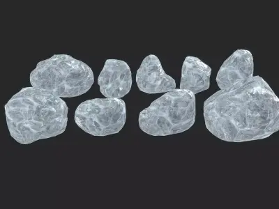 Ice Crystal 9 pieces Low-poly 3D model