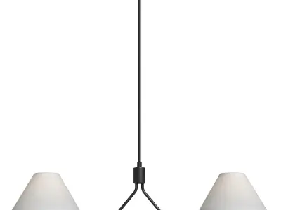 Brass Metal Empire Shade 2 Light Chandelier 3D model