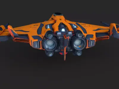 Orange Spacecraft  Low-poly 3D model