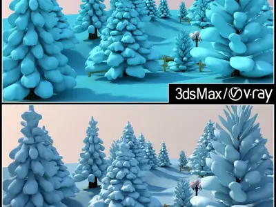 Snowy Outdoor Scene 3D model