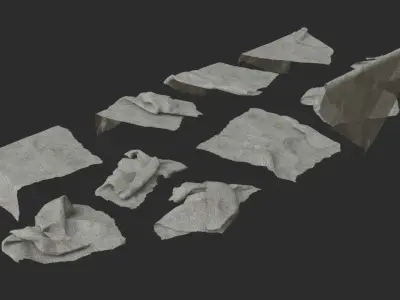 Old Fabric Cloth Assets 01 Low-poly 3D model