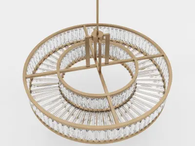 Chandelier circular with clear crystals hanging from it 3D model
