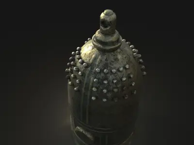 Old Japanese Bell Low-poly 3D model