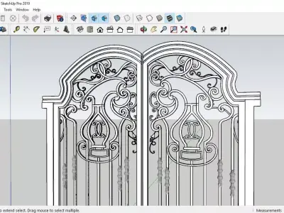 3d model of iron gate art exterior villa architecture 3D model