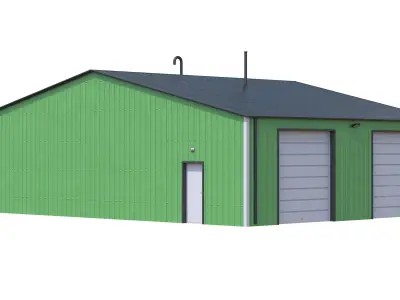 Industrial Building 11 Green Low-poly 3D model