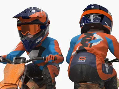  KTM Youth Mini Dirt Bike Rider Muddy Aggressive Position 