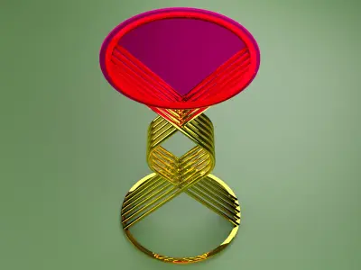 Wire harness round metal gold glass pink 3D model