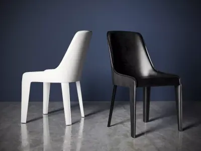 Lamina two leather dining chairs side 3D model