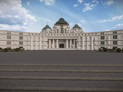 Grand Neoclassical Monumental Palace   Roman Architecture Low-poly 3D model