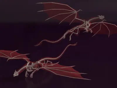  Flying Pose Dragon Skeleton in Transparent Shell 