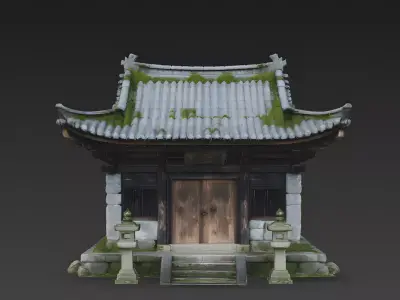 Rustic Ancient Chinese Shrine 3D Model Low-poly 3D model
