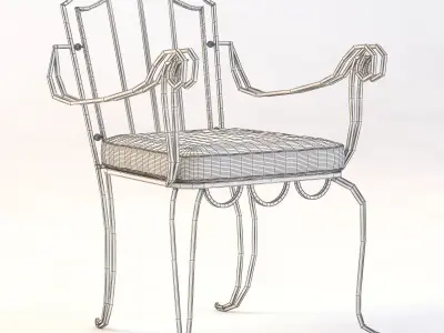 Drake Wrought Iron Arm Chair 3D model