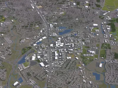 Hampton - 3D City Model Low-poly 3D model