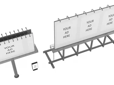 Billboard with street billboard Low-poly 3D model