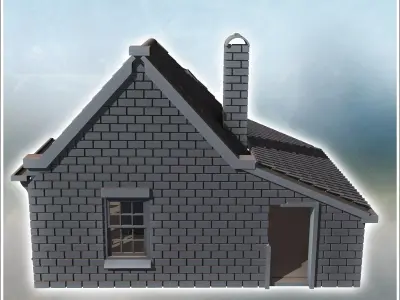 Single-story house with brick walls tiled roof and rear annex 9  3D print model
