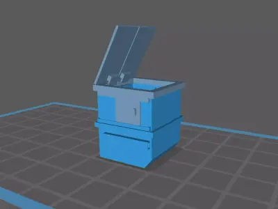 Dumpster with Swinging Top Lid and Sliding Side Doors Free 3D print model