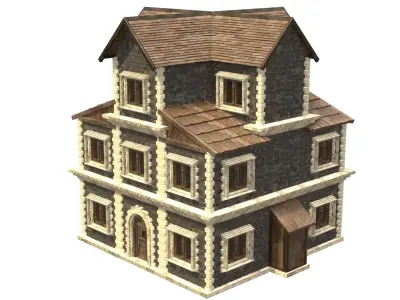 medieval house low poly city town residential house 32 Free low-poly 3D model