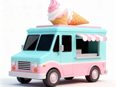 Sweet Summer Treats Truck 3D Model Low-poly 3D model