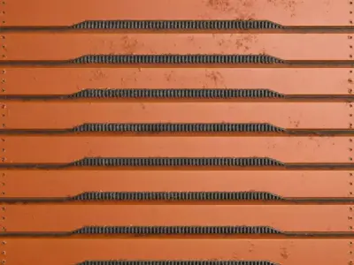 Orange Rust Sci-Fi Metal Panel PBR Seamless Texture