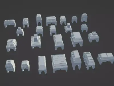Scifi City Kitbash Building 3D model