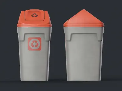 Street Trash Can 38 PBR Game Ready Low-poly 3D model