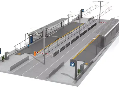 Contemporary Tramway Station Low-poly 3D model