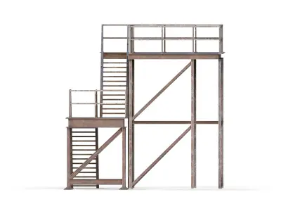 Industrial stair Low-poly 3D model