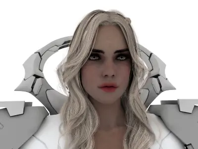 Sci-Fi Girl Rigged and Animated Low-poly 3D model