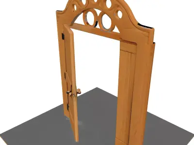 Rustic Wooden Arch Doorway Low-poly 3D model