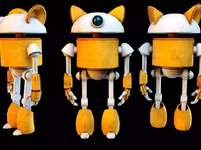 Cartoon Character Robot Low-poly 3D model