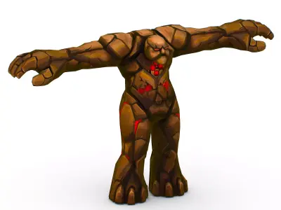 Big Grey Stone Golem Monster Giant Mining Heroes Rock Low-poly 3D model