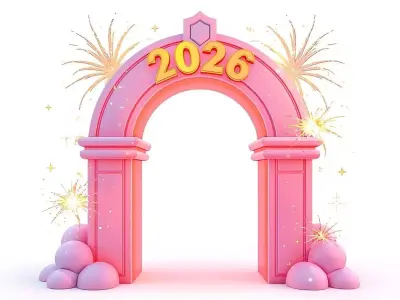 High-Quality 3D Cartoon New Year Portal Gate Low-poly 3D model