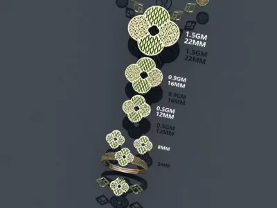 8 Submicron Precision  Modular 22KT Filigree Sets  3D print model