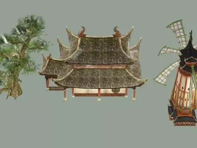 Japan Asian Medieval Hut E House 3D Model Low-poly 3D model