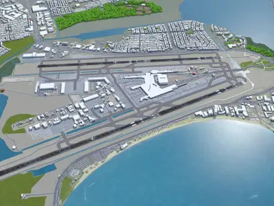 Luis Munoz Marin International Airport 10km Low-poly 3D model