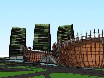 iconic buildings layout  Low-poly 3D model