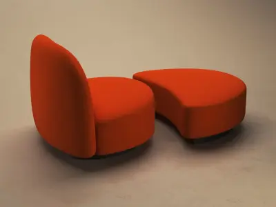 Elysee Armchair and Footrest 3D model