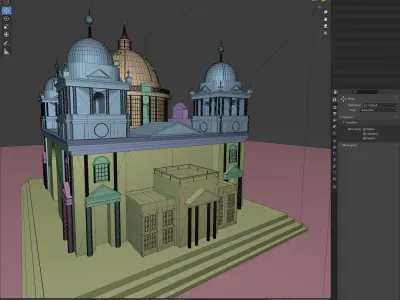 Cathedral from Berlin Germany Low-poly 3D model