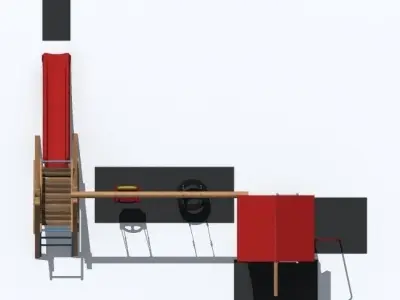 playground 1 wooden set 3D model