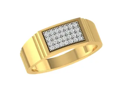 Light Weight Yellow Gold Diamond Ring  -ZA RN 4196 3D print model